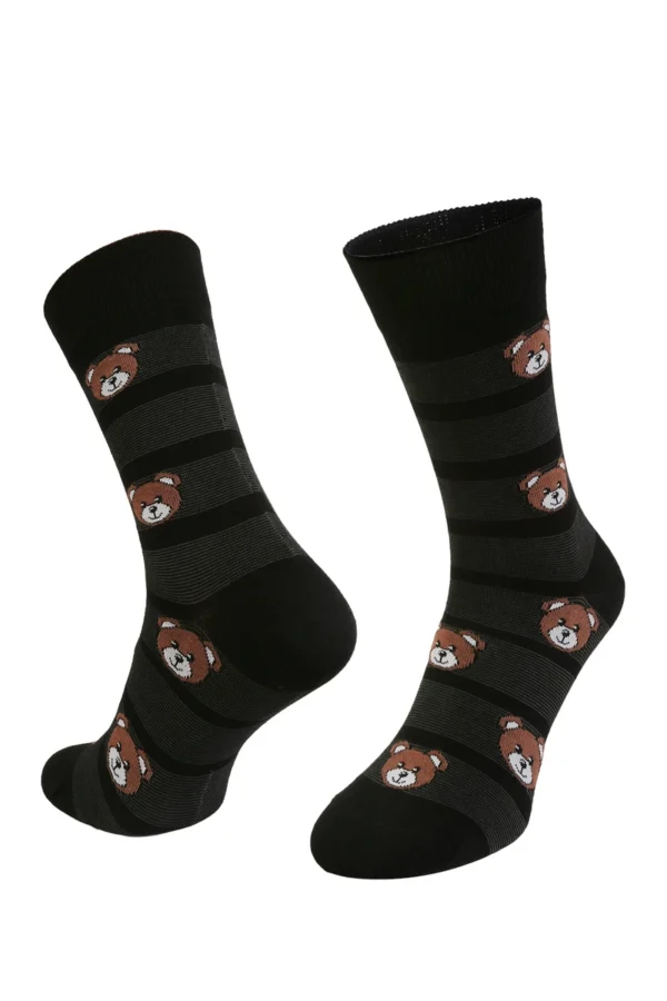 Skarpety Krystjan długie męskie Crazy Socks – Misie na paskach